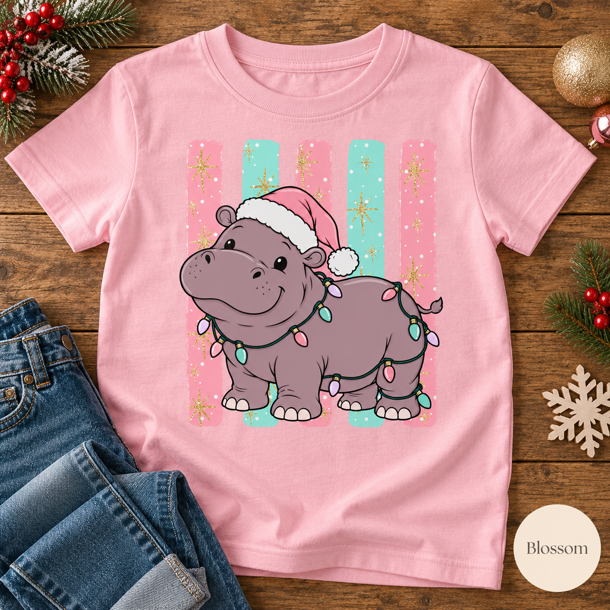 Christmas Hippo Graphic Tee — Blossom
