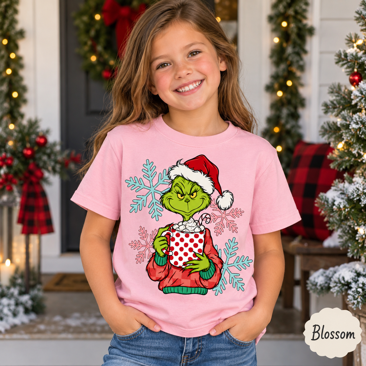Grinch Cocoa Christmas Graphic Tee — Blossom