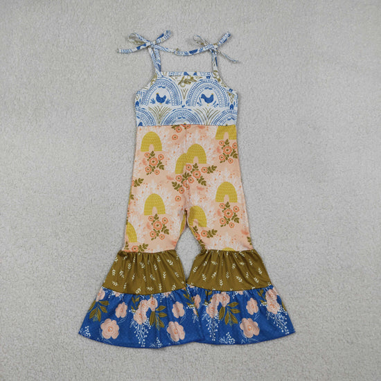 Chick Rainbow Flower and Leaf Patchwork Suspender Bodysuit