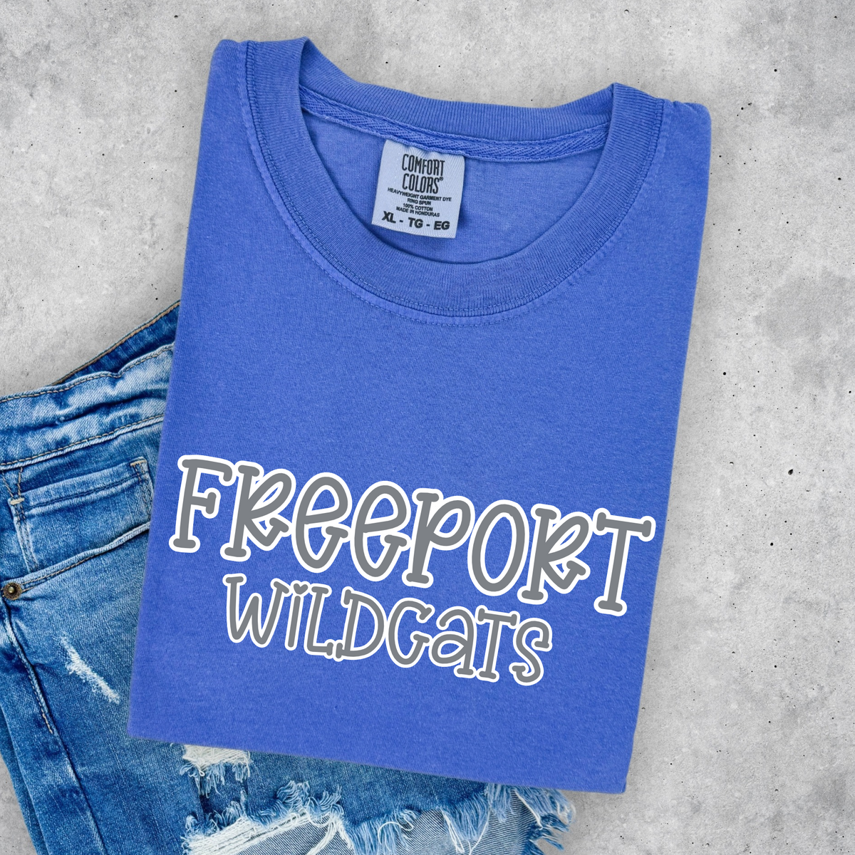 Freeport Wildcats Pop Name- Grey and White