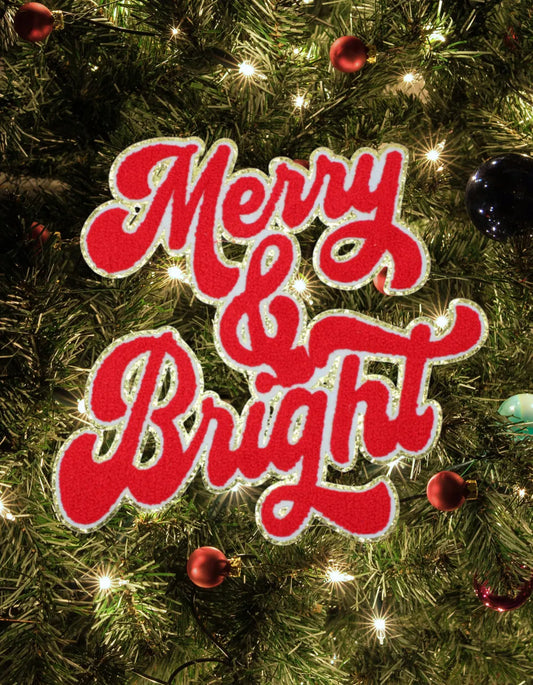 Merry and Bright Red Chenille Patch
