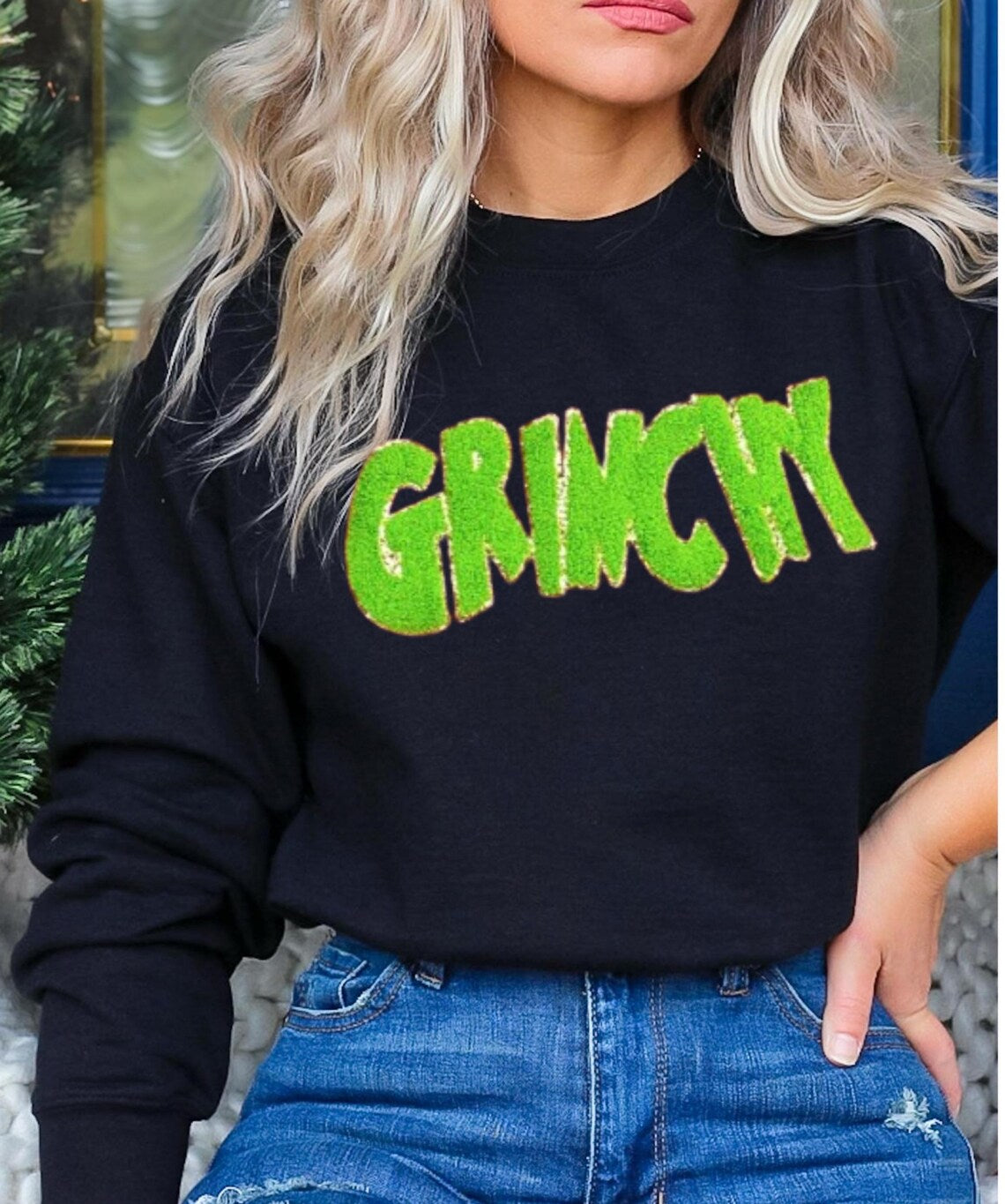 Green Grinchy Chenille Patch