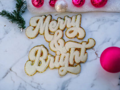 Merry and Bright-White-Chenille Patch