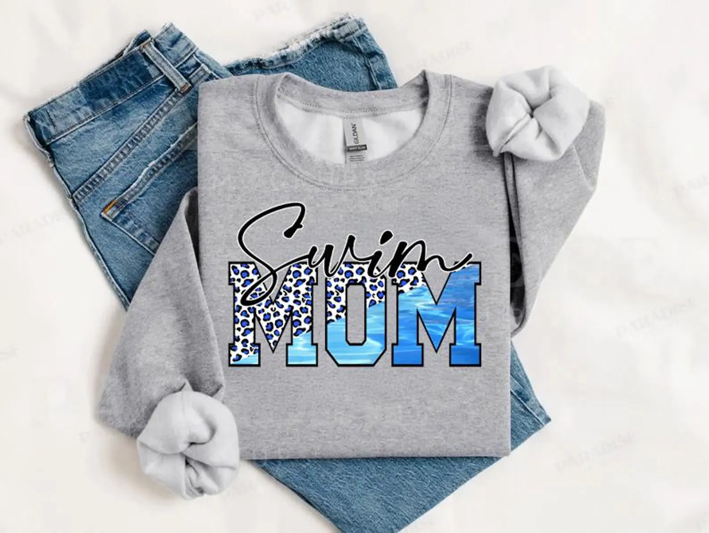 Swim Mom Blue Watercolor