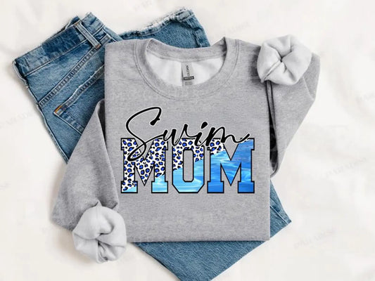 Swim Mom Blue Watercolor