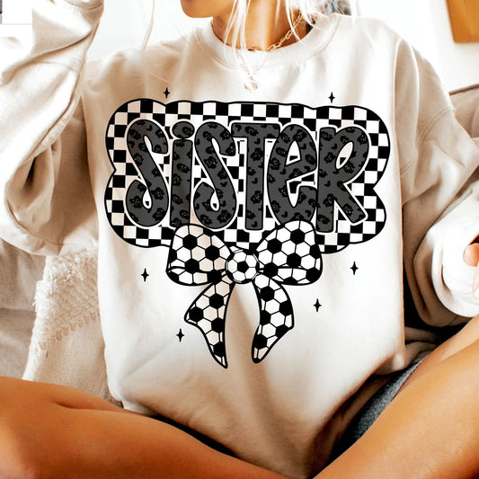 Checkered Sister with Bow Soccer