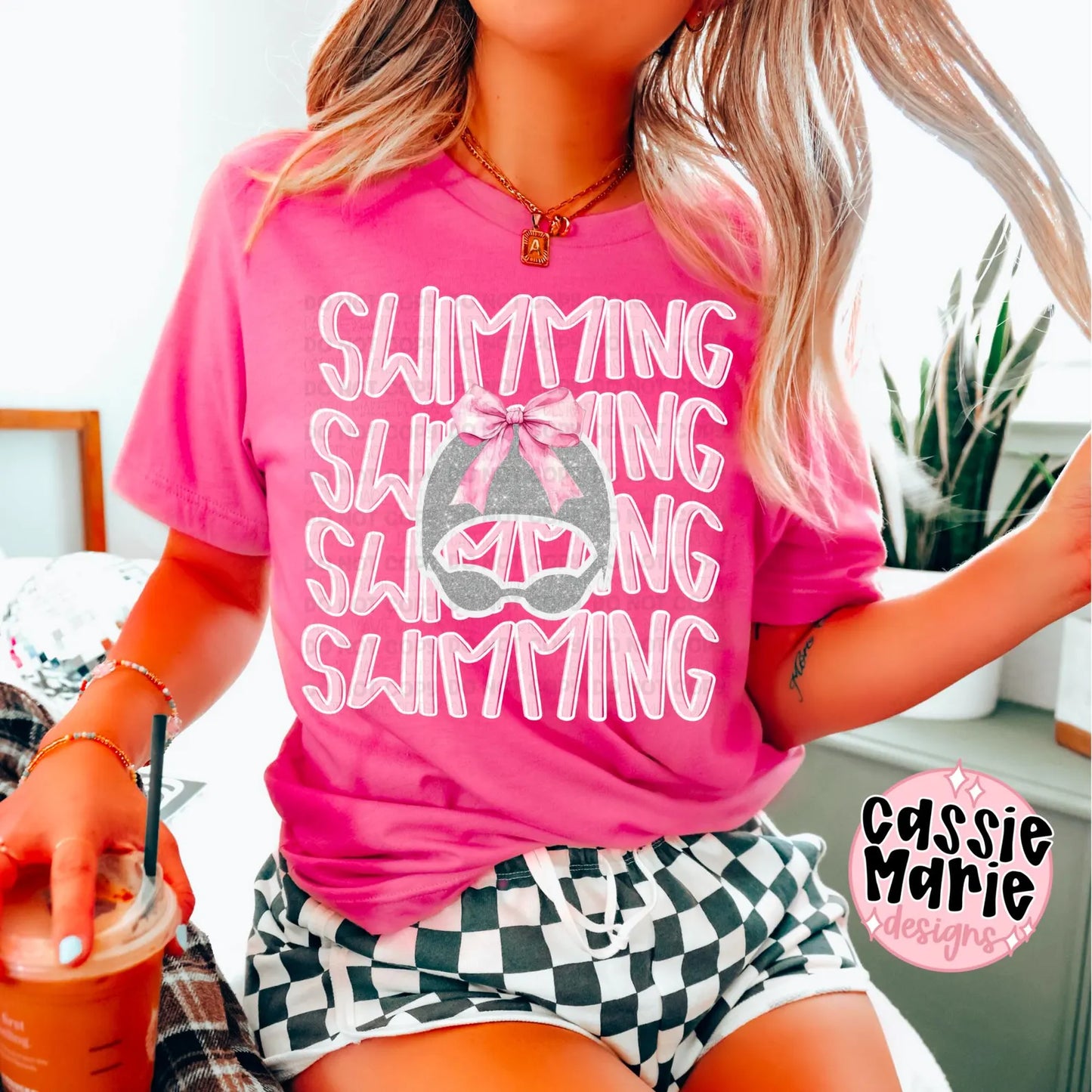 Swimming Pink Glitter Stacked