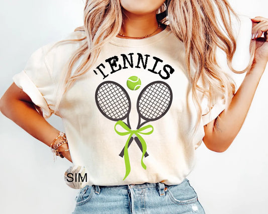 Tennis with Green Bow