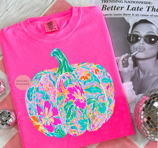 Neon Floral Pumpkin