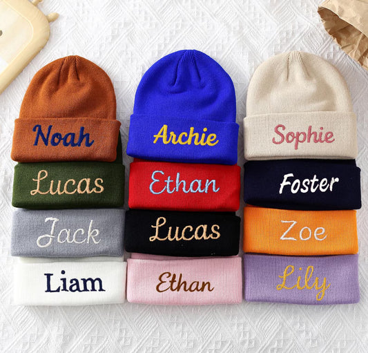 Embroidered Name Beanie- All Sizes