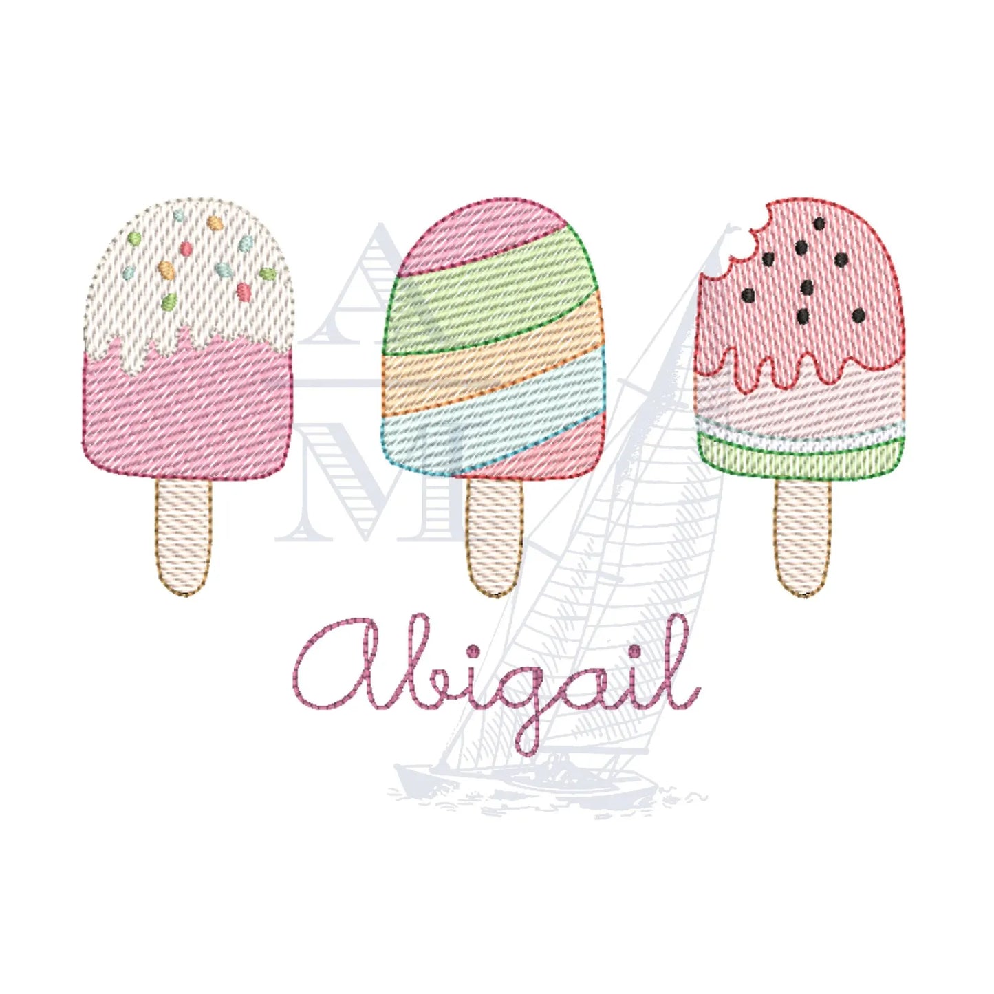 Embroidered Summer Popsicles Name