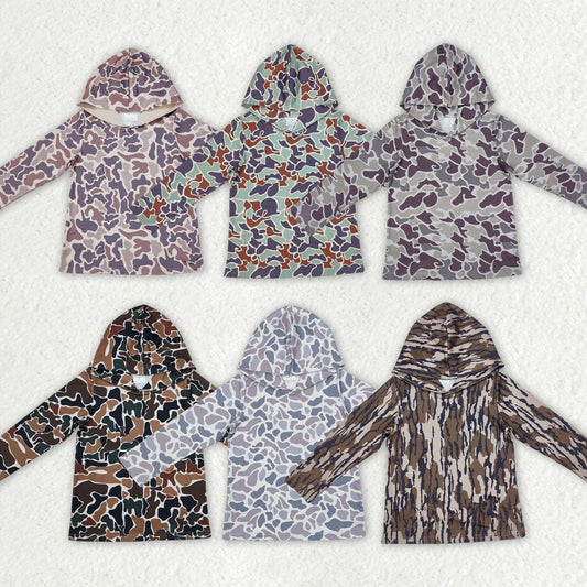 Camouflage Hooded Long Sleeve Tee Shirts
