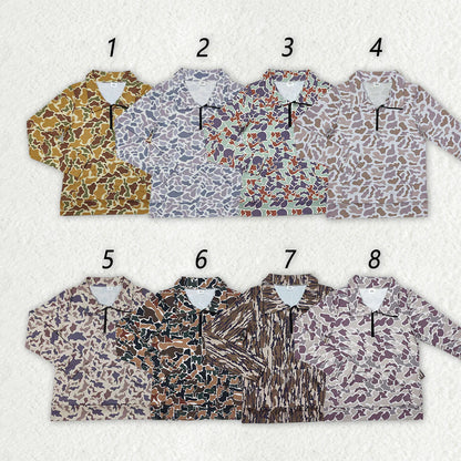 Women Camouflage Long Sleeve Tee Shirts Zip Pullovers